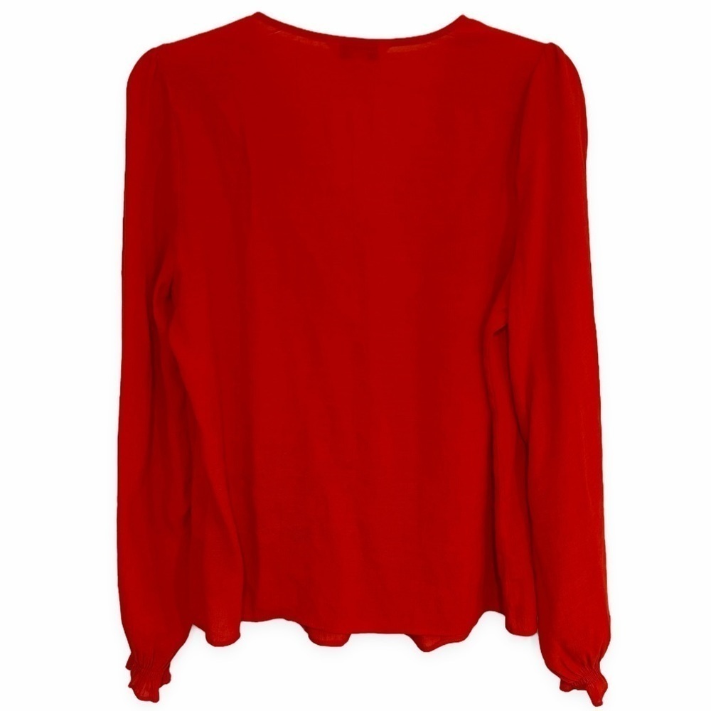 Nanette Lepore | Pleated Plackett Front Blouse Top Red Medium - Picture 2 of 6